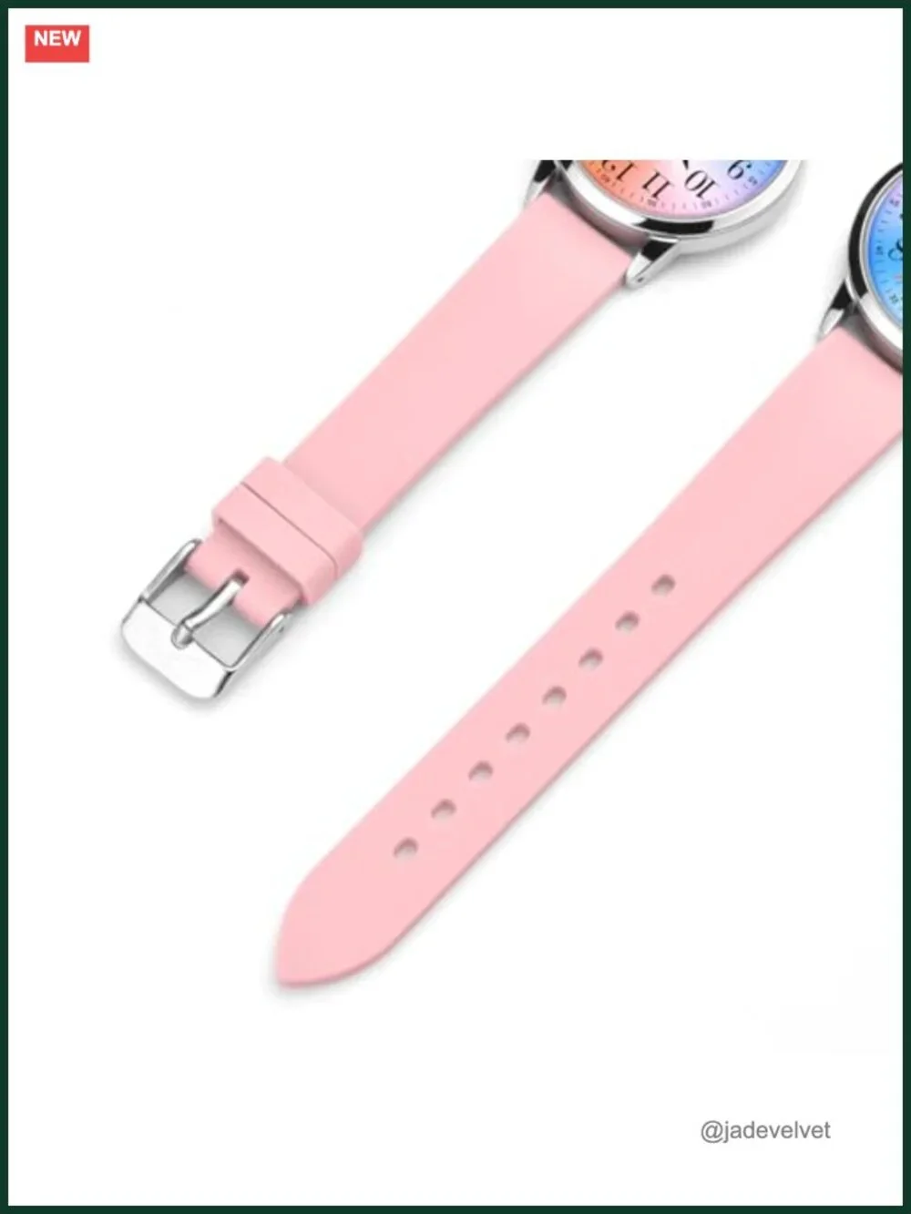 Classic Analog Watch Rainbow Dial Arabic Numerals Silicone Band Water Resistant